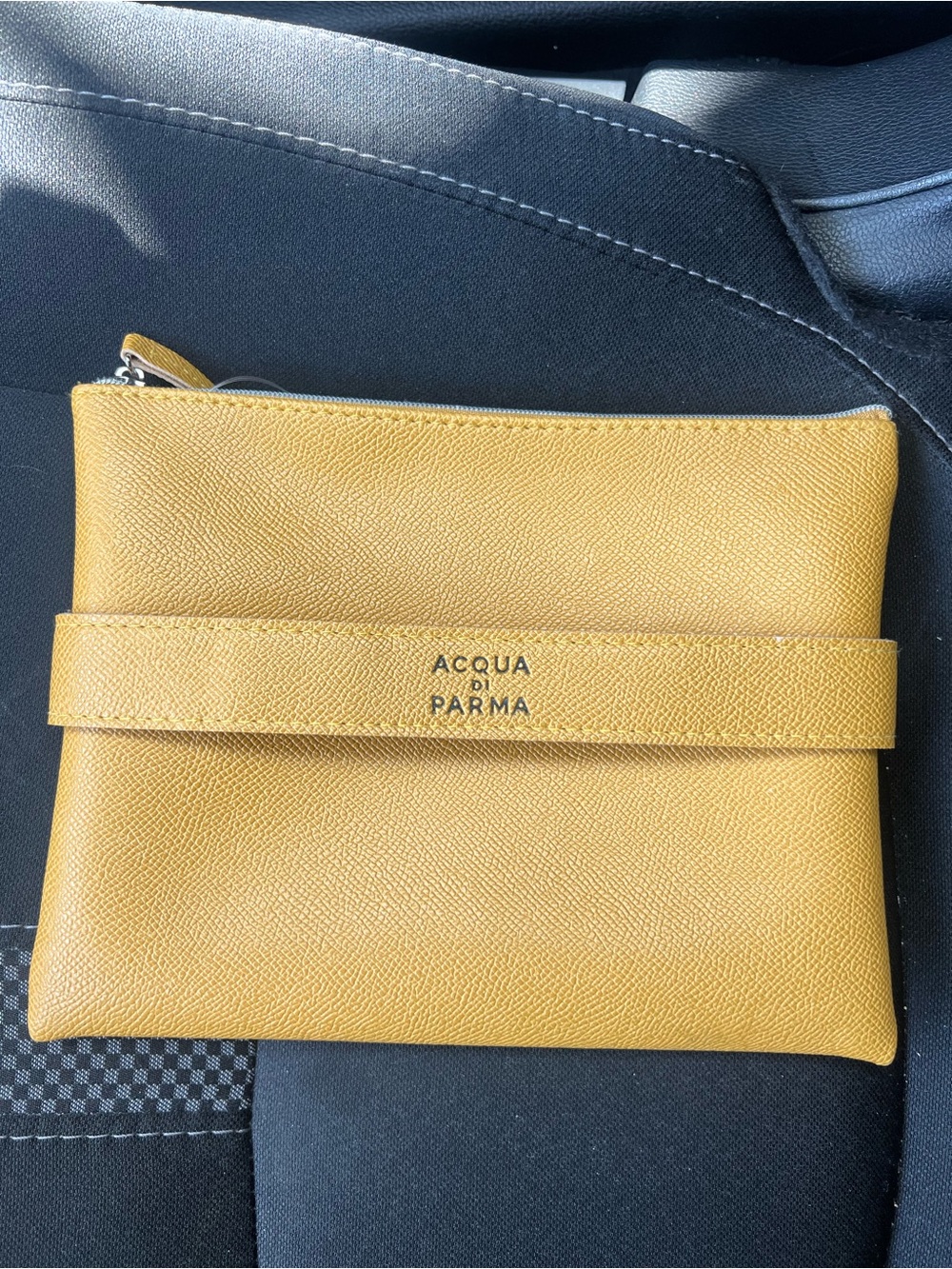 Acqua Di Parma Yellow Leather Clutch with Logo Strap
